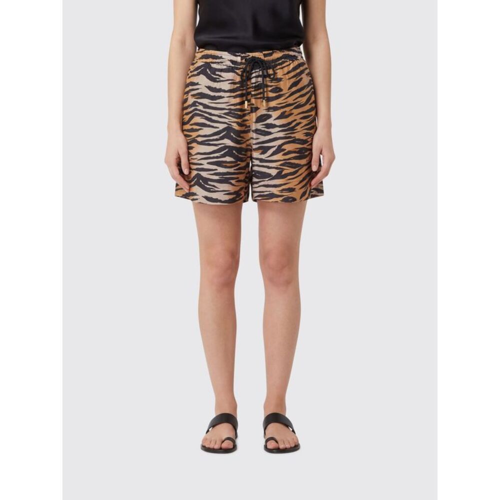 Pinko Women Silk And Cotton Shorts With Animal Print Pinko